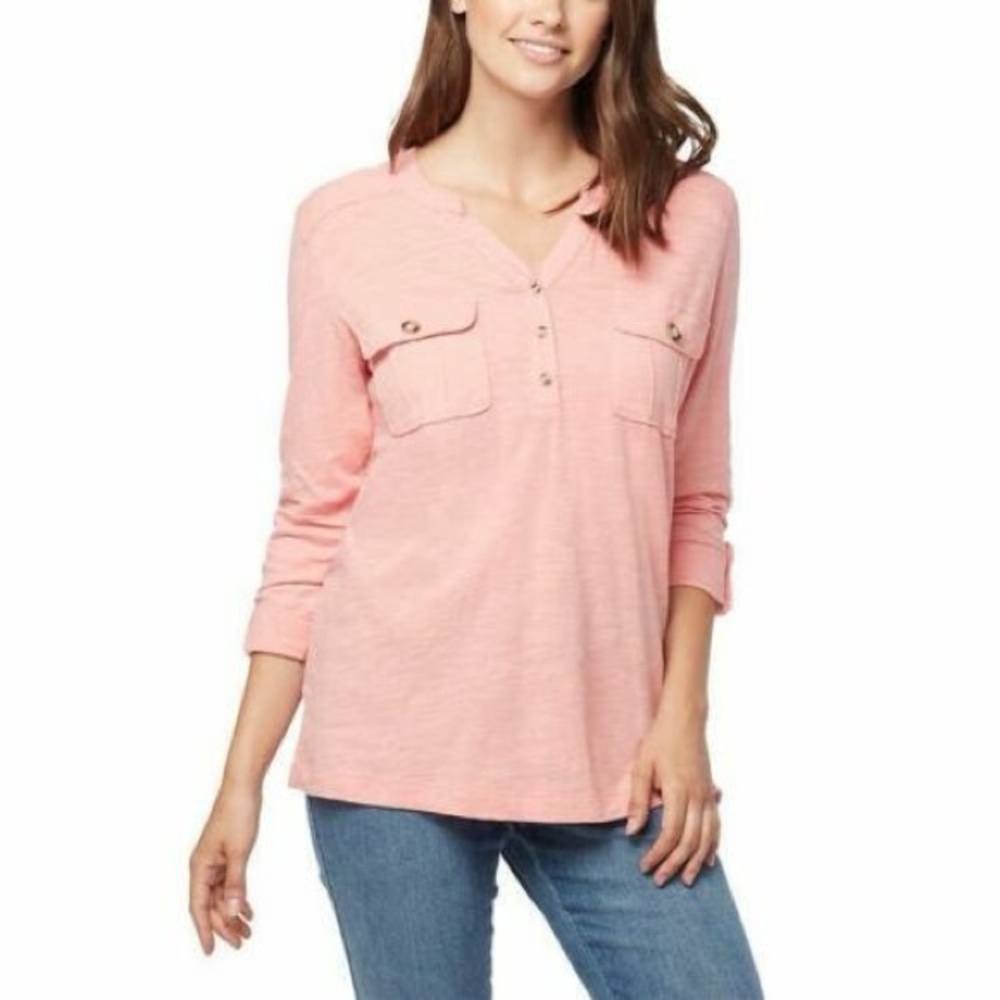 Women's Gloria Vanderbilt Penelope Pullover Top, Coral Essence, Size M, nwot